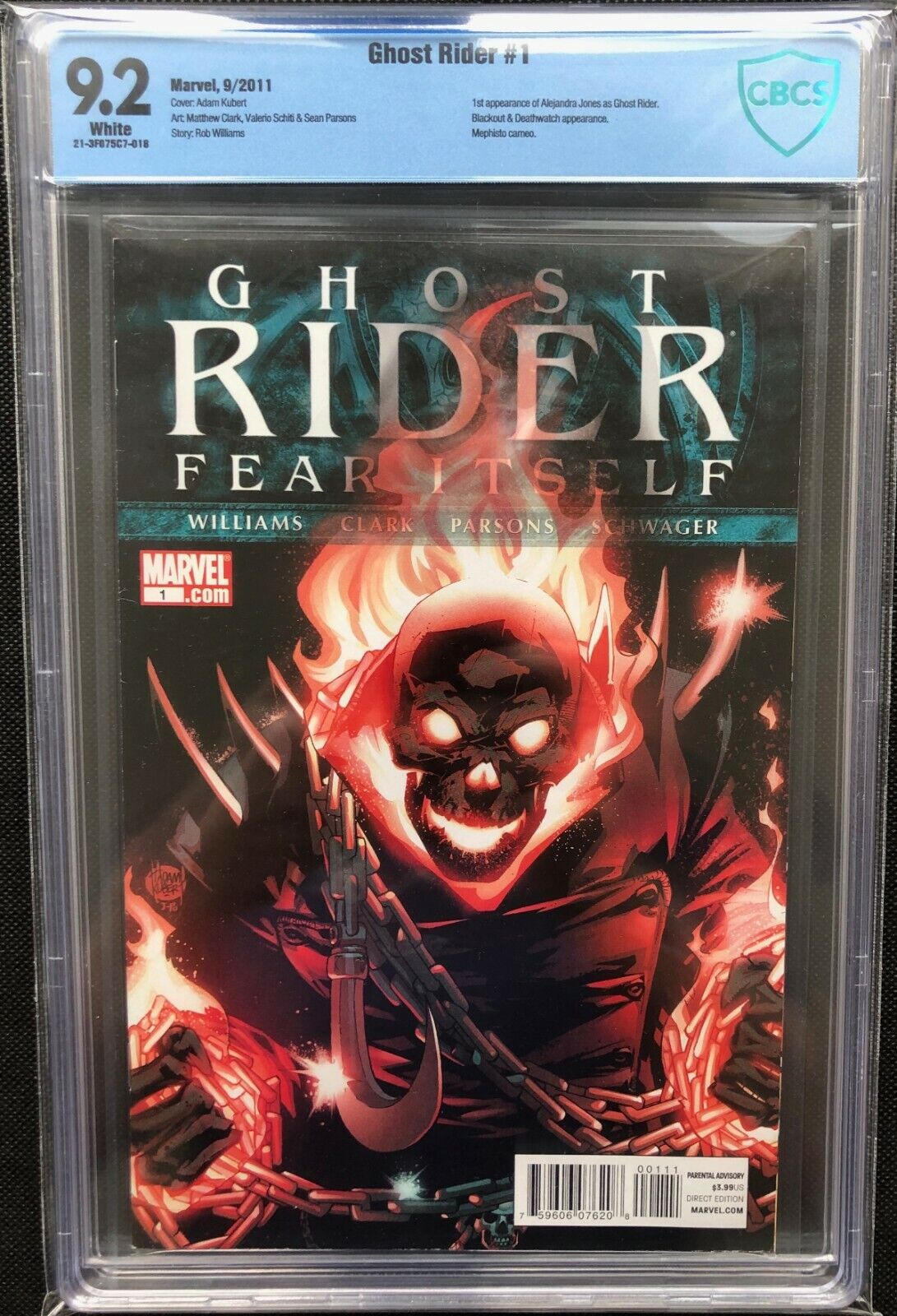 Ghost Rider v6 #1 Sep 2011 Adam Kubert 1st app Alejandra Jones CBCS 9.2