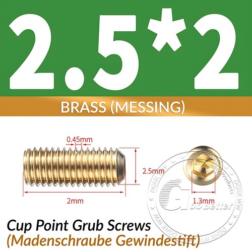 Madenschraube Gewindestift Messing M2 M3 M4 M5 M6 M8 M10 M12 2mm-40mm DIN 913 - Bild 11 von 82