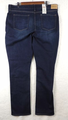 Levi Strauss Signature Women Mid Rise Straight Leg Dk Blue Denim Jeans Pants 18M - Picture 3 of 12