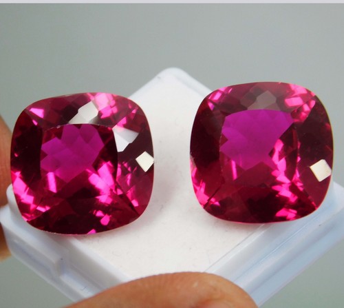Par de piedras preciosas de zafiro rosa ceilán natural certificado 40,40 quilates forma radiante - Imagen 4 de 11