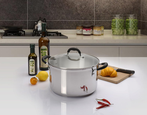 Edelstahl 8 Quart Suppentopf mit Deckel, 3 Schichten Boden, Induktion Boden sicher, - Bild 2 von 12