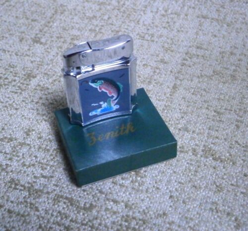 Zenith Petrol Lighter NIB Fish Japan Vintage 50s Rare New Boxed