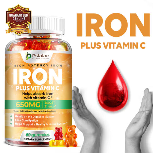 Eisen 650mg - Immunsystem stärken, Blutarmut lindern, Anti-Müdigkeit - Vitamin C