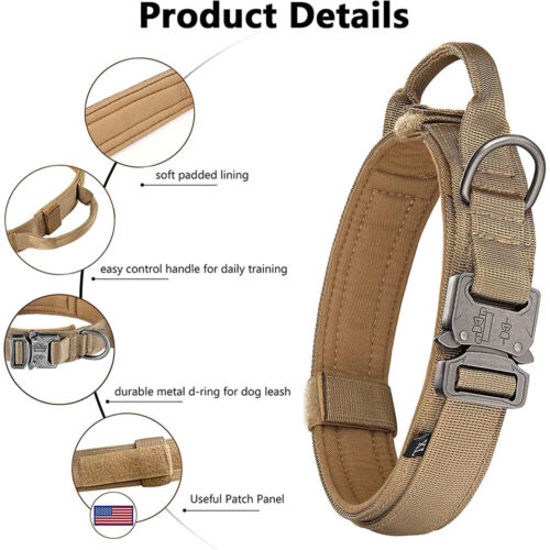 Heavy Duty Tactical Military Dog Training Collar Adjustable Metal Buckle M L XL - Picture 4 of 23