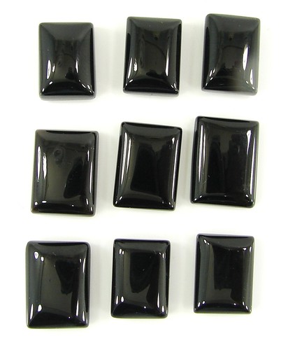 79.55 Ct Natural Black Onyx Loose Gemstone 14-16 mm Cabochon 9 Pcs Lot - 2277 - Picture 1 of 2