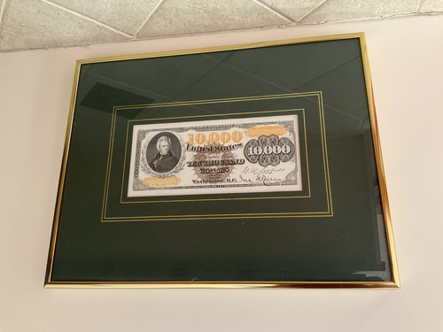 Vintage Neuheit Souvenir Gesicht 10.000 $ Dollar Serie 1878 US Schein gerahmt