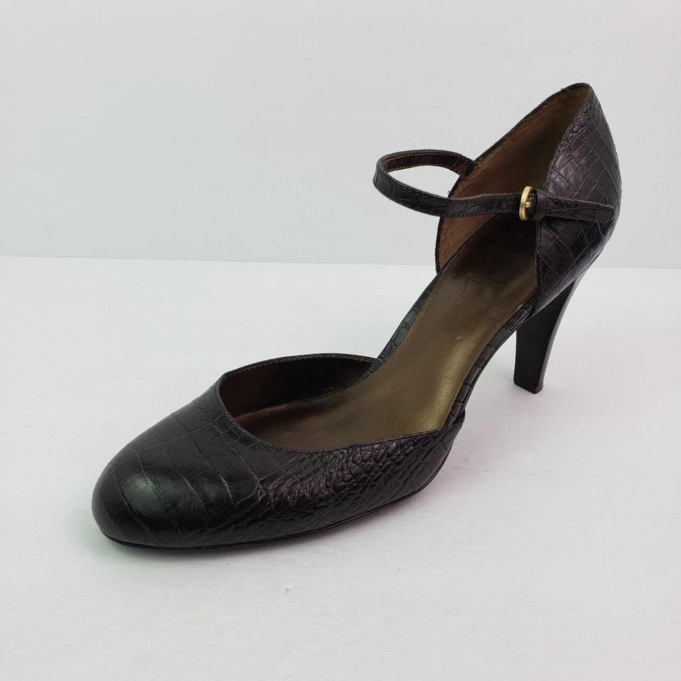 Zapatos de tacón Ann Taylor Loft para mujer talla 9,5 de cuero marrón con estampado de cocodrilo de 3,5" Foto 2 de 4