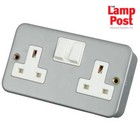 10 x Metal Clad Double Socket 2 Gang Metalclad 2G 13 Amp & Back Box - CL036