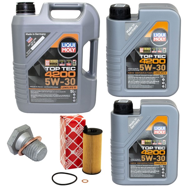 MotoröL Set 4200 5W-30 Liqui Moly 7 Liter + ÖLfilter + Schraube FüR Bmw 6Er 5Er-image