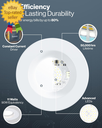 Sunco 24 Pack 4 Inch LED Recessed Lights, Retrofit Can Lighting, 660 LM, 11W (40 - Picture 4 of 12