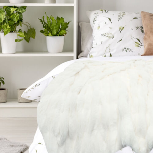 Super Soft Faux Fur Plain Throw Sofa Bed Blanket Skin Friendly Plush Blanket≧ - Picture 20 of 36