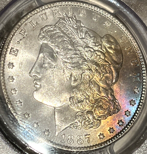 1887 P Morgan $ PCGS MS 65šGorgeous Rainbow ToningšFabulous Lusterš VIDEO - Picture 2 of 6