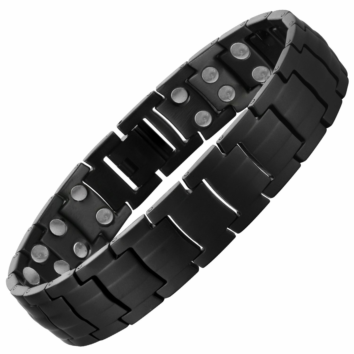 Pulsera magnética fuerte de titanio negro mate fuerza poderosa | dolores de artritis