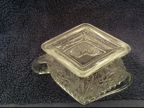 VTG CRYSTAL CLEAR GLASS DIAMOND SHAPED (TOP & BASE) CREAMER, 2/3 CUP CAPACITY - Picture 3 of 6
