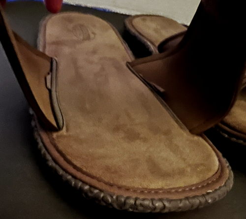 Men's Woodstock Hook & Loop Adj. Slide Brown Cushioned Rubber Sole 11 Comfy - Picture 3 of 8