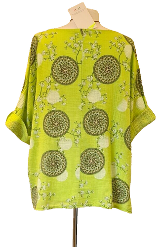 Lagenlook Made In Italy floral cotton Tunic necklace Top One Size UK 12-18 - Picture 4 of 13