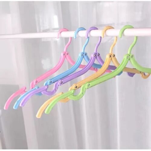 10/3pcs Travel Portable Foldable Clothes Coat Plastic Hangers Folding Slotted - Picture 9 of 28