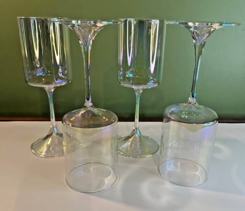 NUEVO JUEGO DE 4 COPAS DE VINO DE VIDRIO CON TALLO IRIDISCENTE RACHEL ZOE 13 OZ. - Imagen 3 de 6
