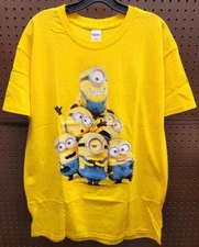 MINIONS Despicable Me Adult T-Shirt Yellow NEW Large or XL - Glows in the Dark!