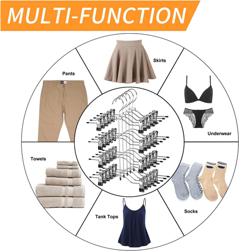 Multi Layer Pants Hangers, 4 Tier Skirt Hangers with Adjustable Clips, Non Slip  - Picture 7 of 7