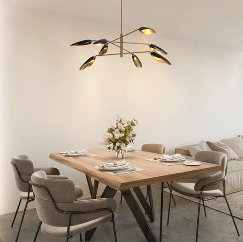 Style 8 Arm Curved Disk Shade Branch Sputnik Chandelier Light Fixture Stilnovo - 第 3/13 張圖片