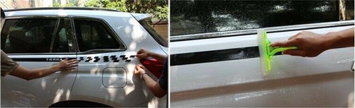 2X   Car Side Body Vinyl Long Spray Flames Fire Wheel Stripe Decal Sticker - Picture 9 of 10