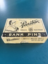 Oakville Puritan Bank Pins Brass Rustproof 1/2 Lb No. 7 Made In USA Vintage Box Oakville Puritan Bank Pins Brass Rustproof 1/2 Lb No. 7 Made In USA Vintage Box