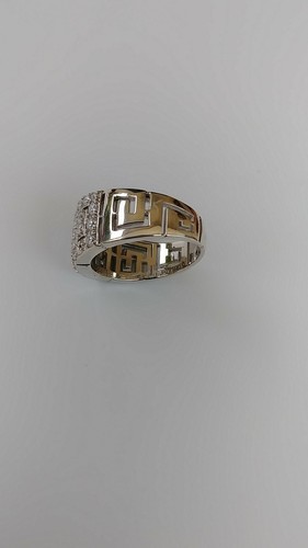 TOVA Diamonique 1.00cttw CZ Greek Key Design Ring, Sterling Silver Size 5 - Picture 6 of 7