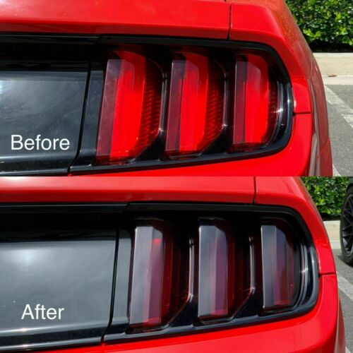 🥇For Ford Mustang 2015 2016 2017 Smoked Tail Light Lamp Cover Guard Trim Bezel - Foto 4 di 12