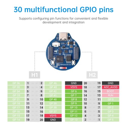 ESP32 S3 Development Board Round IPS Screen Bluetooth 240Mhz Operating Frequency - Picture 14 of 14
