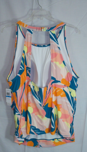 Jantzen women's Size 28 Plus High-Neck Tankini Swimsuit Top Only Tropical Print - Picture 3 of 8