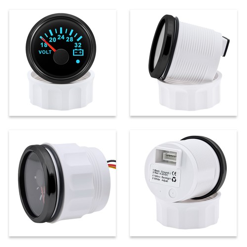 2" 52mm Car Boat Volt Meter 18-32V Voltmeter Voltage Gauge 7 Colors Backlight - Picture 3 of 12