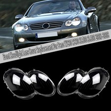 For Mercedes Benz W230 R230 SL500 2003-08 Pair Front Clear Headlight Lens Cover