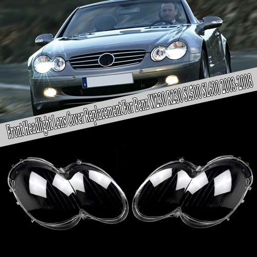 For Mercedes Benz W230 R230 SL500 2003-08 Pair Front Clear Headlight Lens Cover - Picture 1 of 12