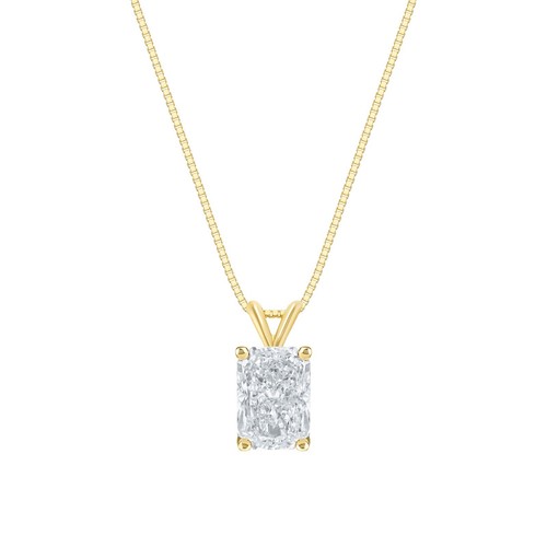 IGI F/ VS 1 Kt Radiant LabCreated Grown Diamond Anhänger Halskette 14K Gelbgold - Bild 1 von 2