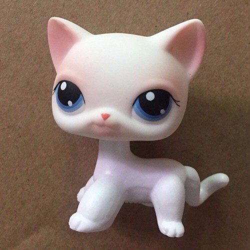 #64 Rare Littlest Pet Shop Pink White Short Hair Cat Kitty Blue Eyes LPS - Picture 1 of 5