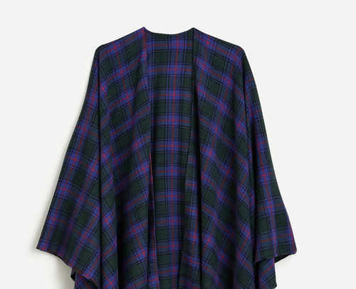 RELOJ PONCHO J.CREW BUFANDA TALLA X-PEQUEÑO NEGRO TARTÁN NUEVO CON ETIQUETAS $79.50 - Imagen 2 de 3