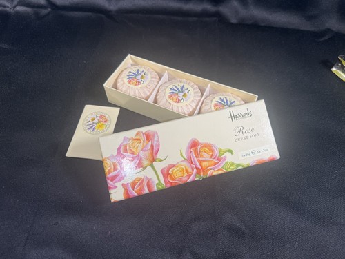VTG Rare New Open Box Harrod's Rose Bath Soap Finely Milled 3 Soaps In Box - Picture 10 of 17