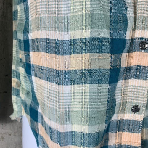 Melrose and Market Size Small Top Plaid Woven Raw Edge Hem Button Up Womens - Picture 3 of 6