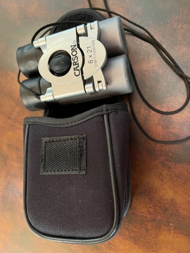CARSON COMPACT BINOCULARS, 8X21, 378 FT/1000 YDS, W/STRAP + CASE (W/BELT STRAP) - Picture 3 of 7