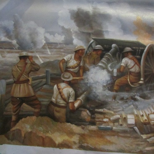 WW1 British Artillery Oil Painting - Picture 2 of 2