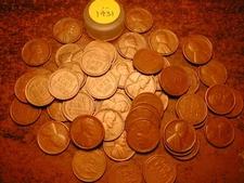 1931-P LINCOLN WHEAT CENT ROLL, 50 coins