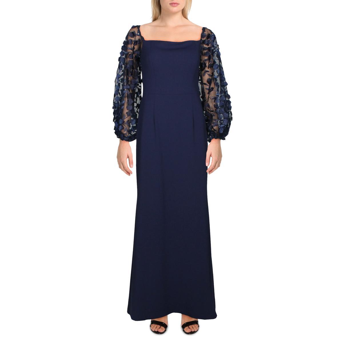 Eliza J Женское темно-синее вечернее платье с рукавами-баллончиками и цветочным рисунком, 10 BHFO 6998