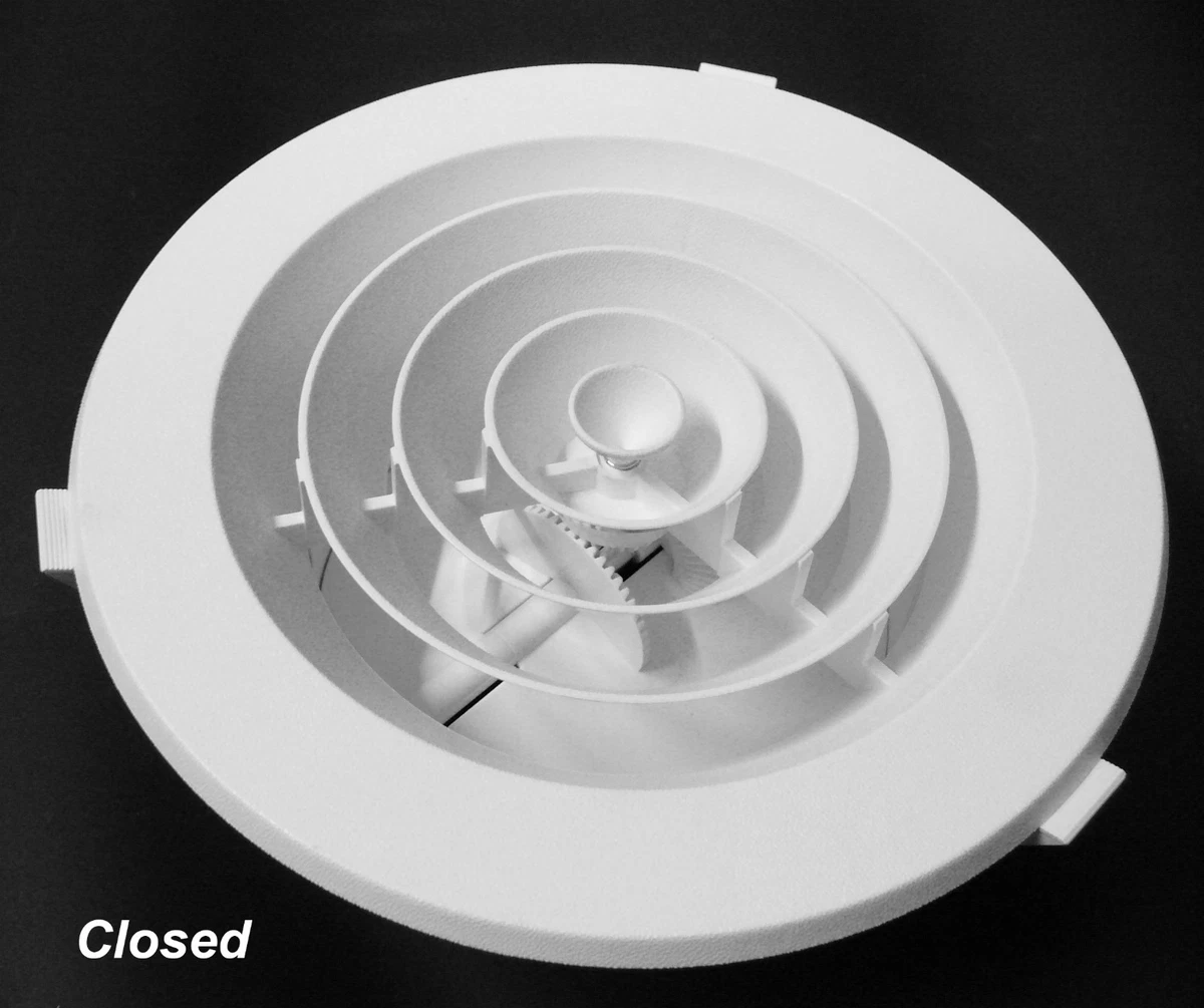 150mm Round Air Vent / Grille / Diffuser Ducted with Adjustable Flow  Control | eBay