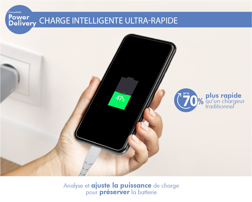 Chargeur Secteur 65W Ultra Rapide USB-C Force Power POWER DELIVERY Garanti à vie - Photo 6 sur 8