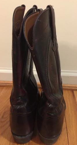 Lucchese Men US 10 E Pull On Cowboy Dark Cherry Western L6630 Leather -USA Made - Picture 6 of 14