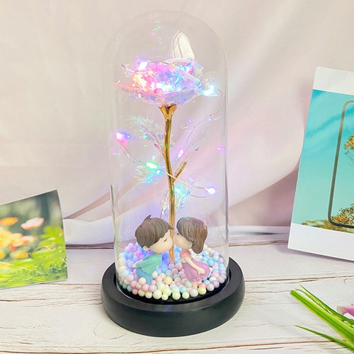Enchanted Forever Rose Flower In Dome Glass LED Night Light Anniversaries Gift - Picture 5 of 16