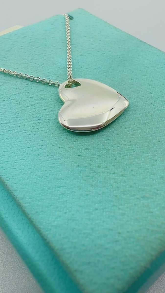 アクセサリー Tiffany Puff Heart Necklace Authentic Tiffany & Co. 925 Sterling Silver Puffed Heart