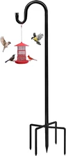 48" Bird Feeder Pole with 5 Prong Base - Outdoor Shepherds Hook for Planters