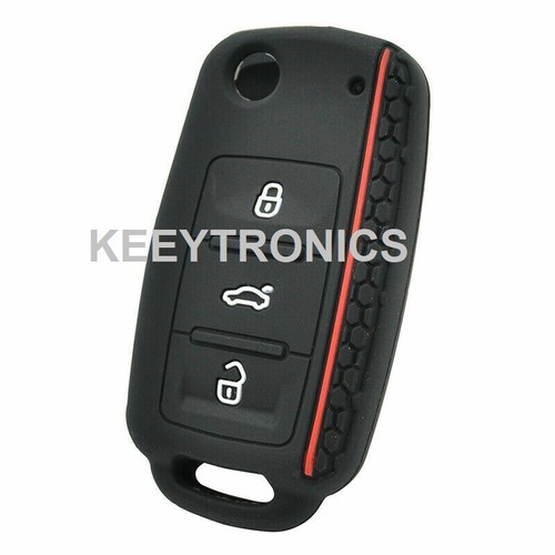3 BUTTON Silicone Car Key Cover Fob For VW Golf FOR Skoda Seat Leon Ibiza A95 - Picture 6 of 7